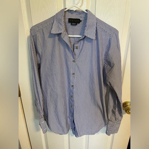 Hatch Maternity Classic Button Down - navy white stripe - Picture 8 of 8